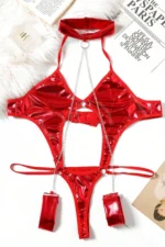 Fantazi Deri Seksi Gecelik - Siyah - Görsel 6