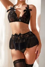 Sofya Passion Fantezi Kırmızı Dantelli Fiyonklu Mini Gecelik - Görsel 5